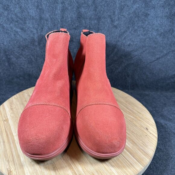 Sorel Evie II Chelsea Womens 10 Red Suede Boots‎ Slip On Wedge Pull On New - Picture 2 of 8